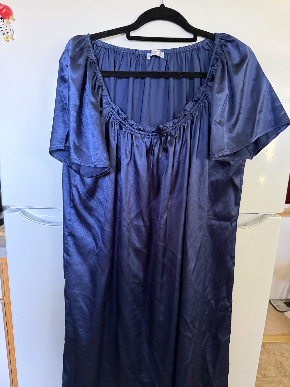 Satin Nightgown - Navy Blue Women’s Sleep Dress